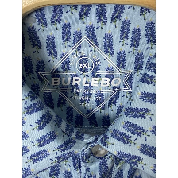 Burlebo Mens Golf Polo Shirt 2XL Blue Stretch Performance Activewear - Picture 5 of 7